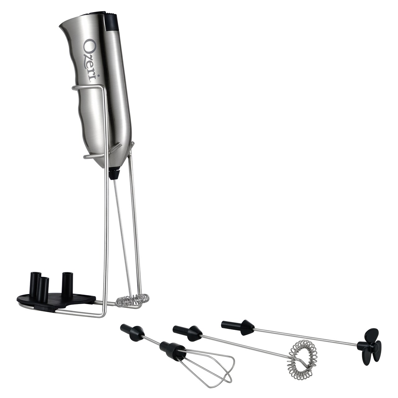 Ozeri Deluxe Milk Frother and Whisk in Stainless Steel, with Stand